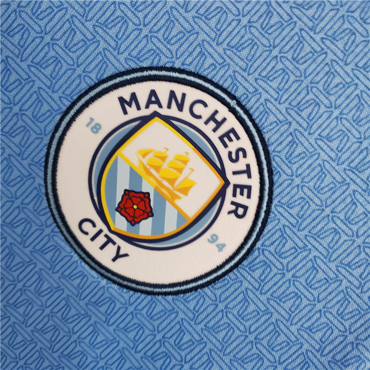 Manchester City 21-22 Home Blue Long Sleeve Soccer Jersey Football Shirt - Click Image to Close
